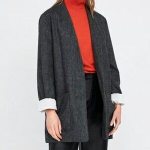 Zara Oversized Open Front Herringbone Blazer